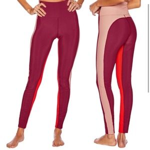 Beach Riot Leggings Ribbed Color Block High Rise Leggings Fuchsia Orange Pink